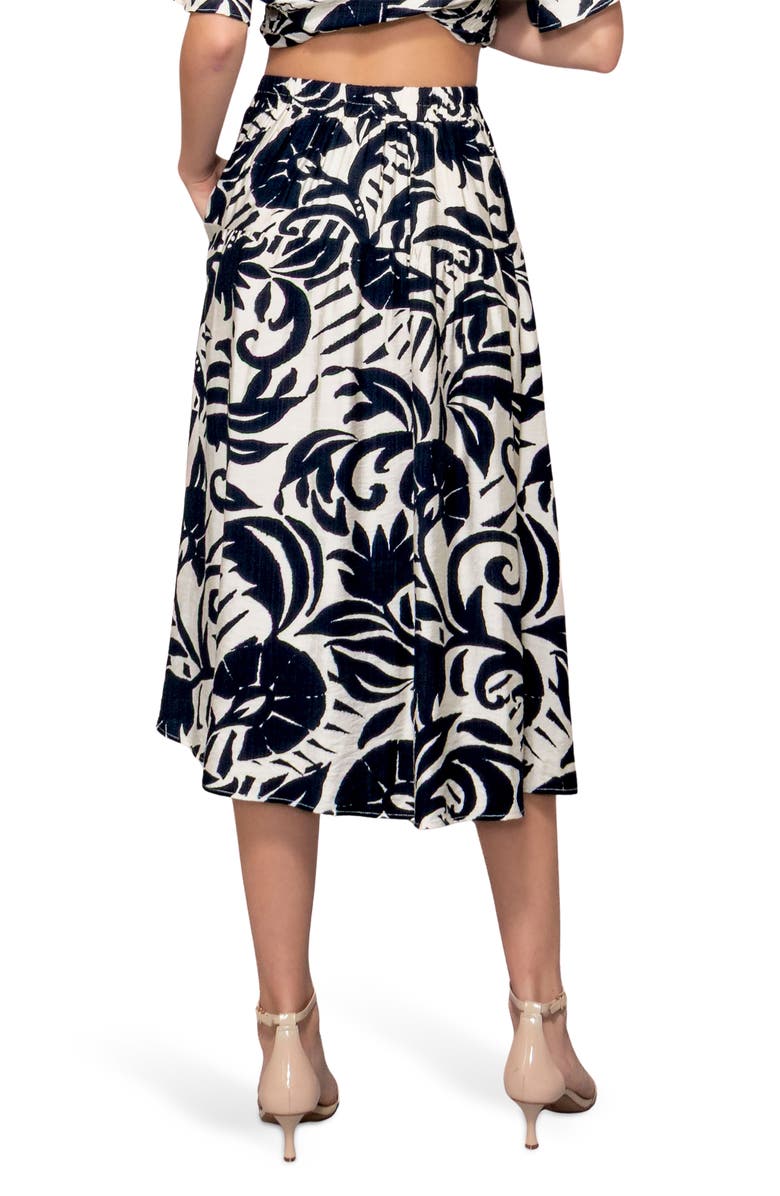 MELLODAY Tiered Midi Skirt, Alternate, color, Navy/ White