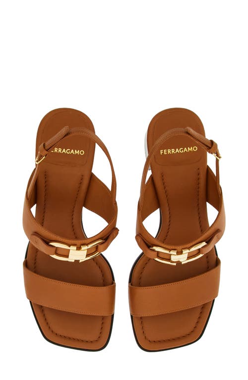 Ferragamo Women's Lou Gancini Block Heel Sandals In Cuoio