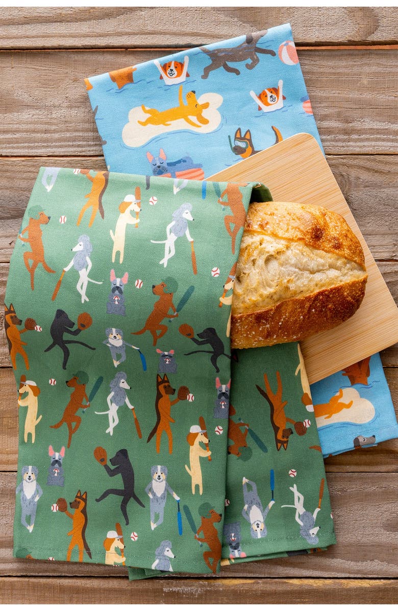Puppington Dog Kitchen Towels - Fastballs & Floaties, Alternate, color, Fastballs And Floaties