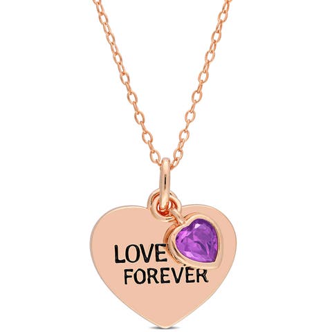 LOVE YOU FOREVER Heart Necklace Plated Silver