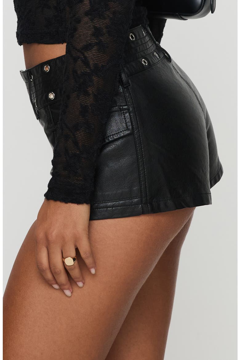 Born to Ride Faux Leather Shorts, Alternate, color, BLACK