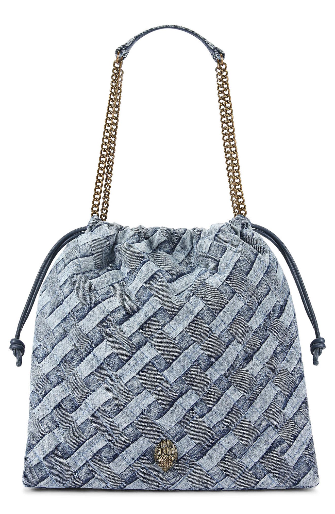 Kurt Geiger London Kensington Drawstring Denim Shoulder Bag, Main, color, 