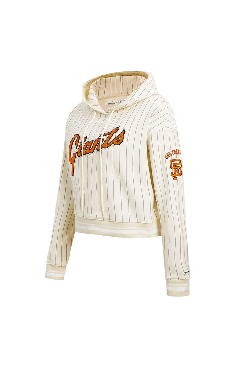 PRO STANDARD Women's Pro Standard Cream San Francisco Giants Pinstripe Retro Classic Cropped Pullover Hoodie, Alternate, color, 