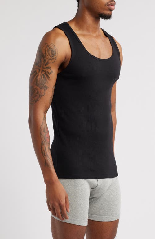 Hugo Boss Three-pack Of Cotton Tank Tops With Embroidered Logos In Black