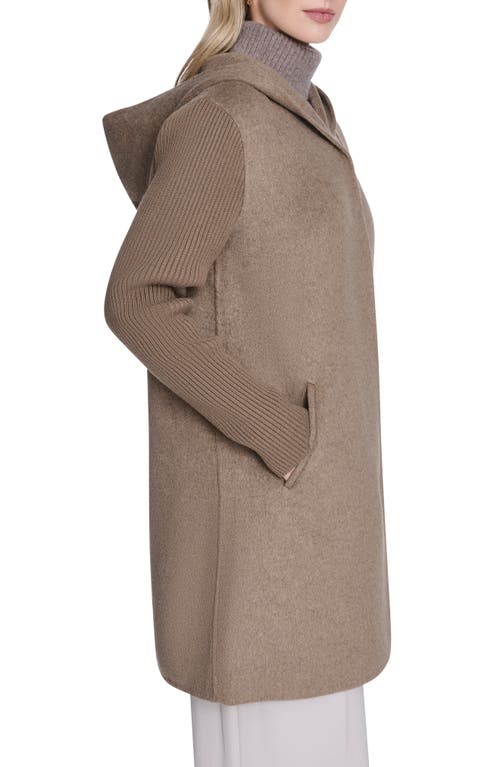 Kenneth Cole New York Double Face Wool Blend Hooded Coat In Brown