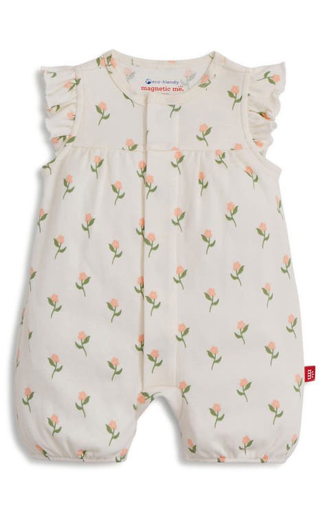 Floral Flutter Sleeve Organic Cotton Romper (Baby)