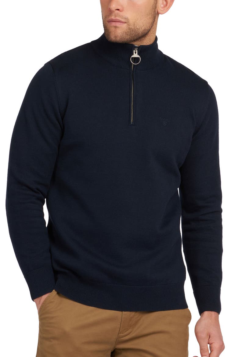 Cotton Half Zip Sweater, Main, color, NAVY