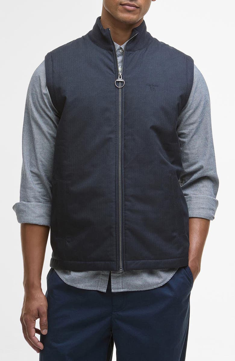 Barbour Dryburn Mixed Media Vest, Main, color, Navy