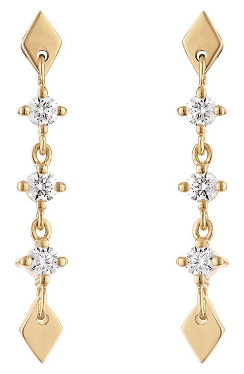 Long Shine Diamond Linear Drop Earrings