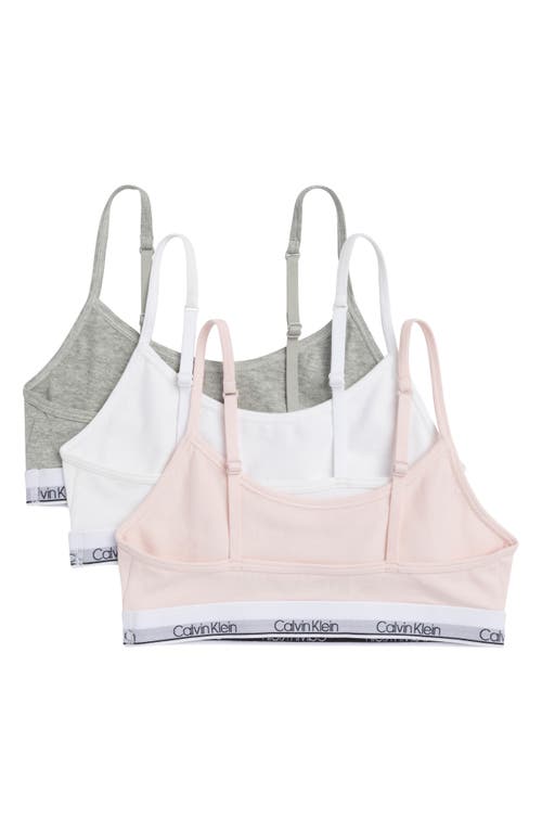 Calvin Klein Kids' Assorted 3-pack Stretch Cotton Bralettes In Pink/white/heather Grey