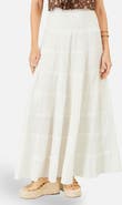 Yumi Double Cotton Tiered Boho Maxi Skirt