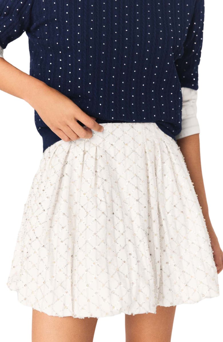 maje Beaded bubble skirt, Alternate, color, White