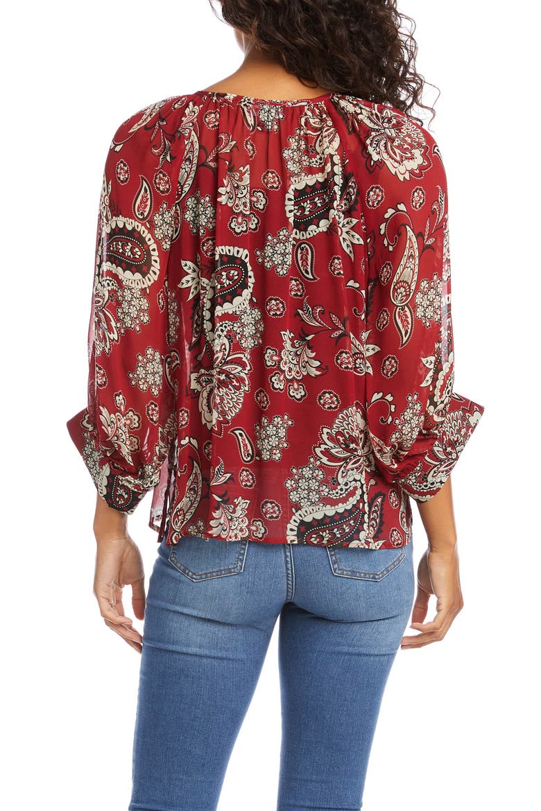 Blouson Sleeve Paisley Peasant Top, Alternate, color, PRINT