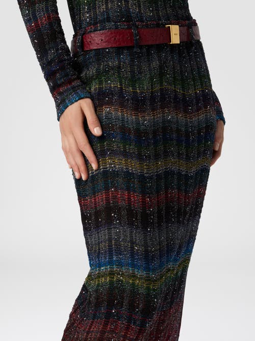 Missoni Long Pencil Skirt With Wave Pattern In Multi