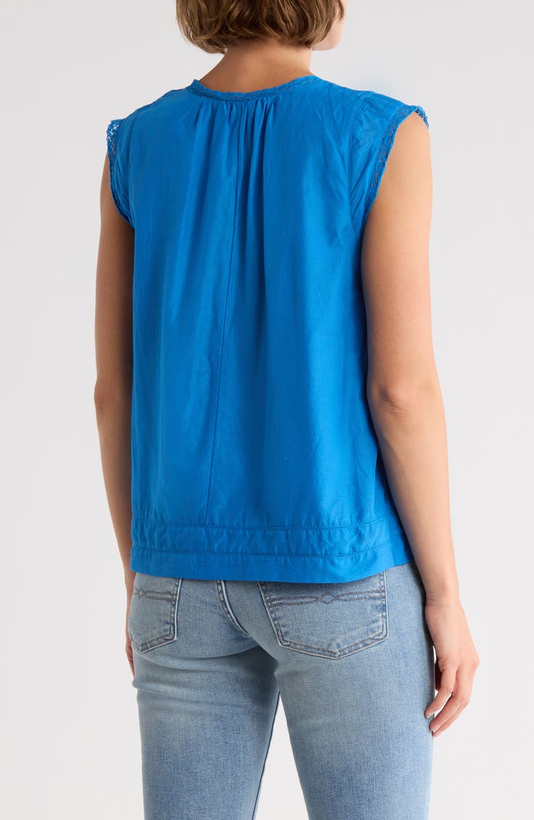 Lucky Brand Lace Trim Sleeveless Cotton Top, Alternate, color, Strong Blue