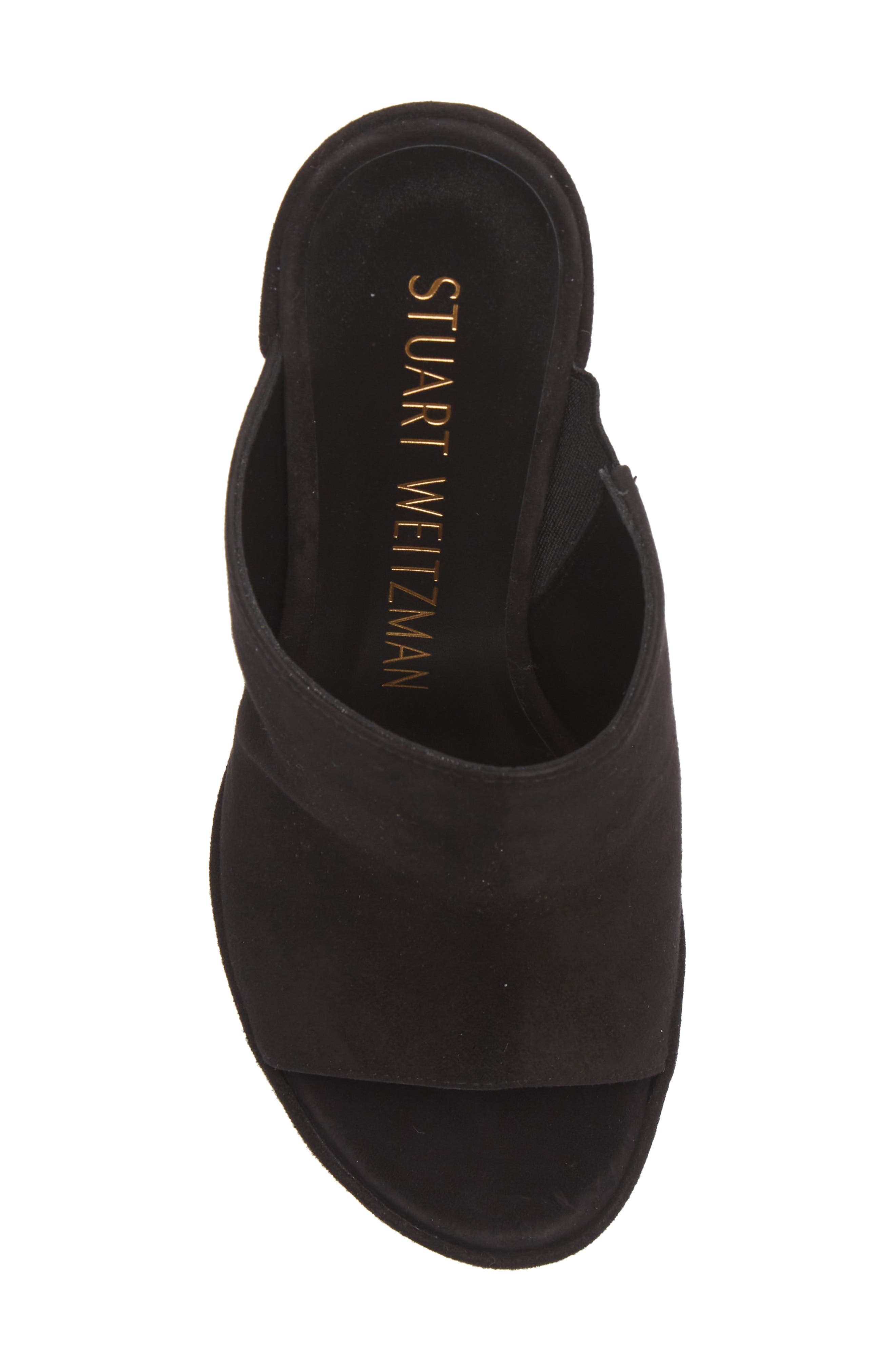 Stuart Weitzman Skyhigh 145 Platform Slide Sandal, Alternate, color, Black