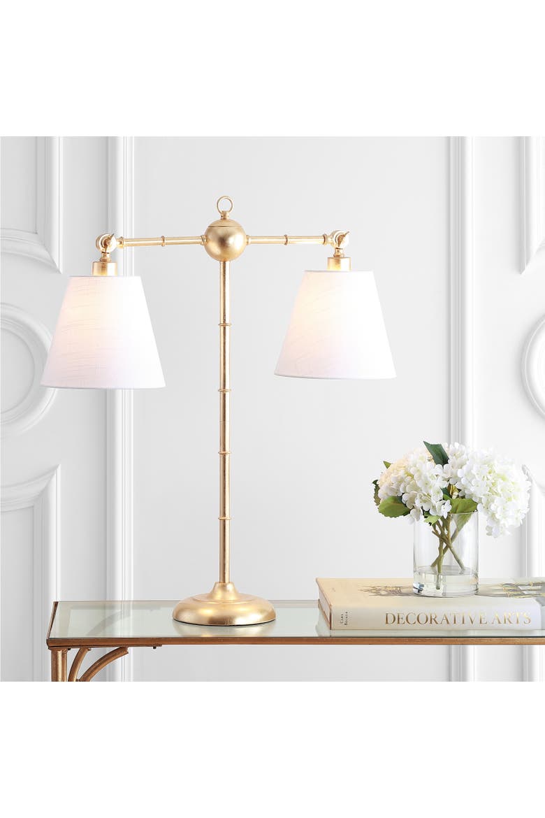 Ruth 2-Light Library Metal LED Table Lamp, Alternate, color, Gold leaf