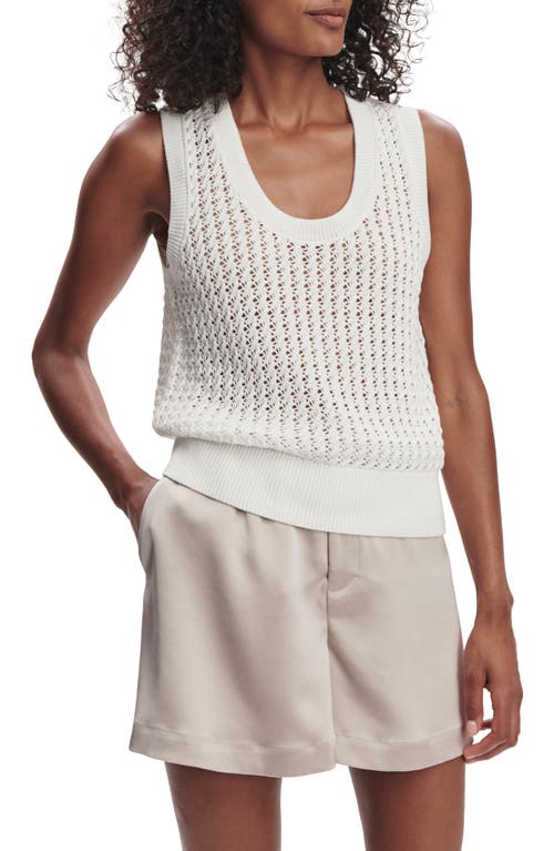 Varley Ferns Cotton Open-knit Scoop-neck Tank Top In White