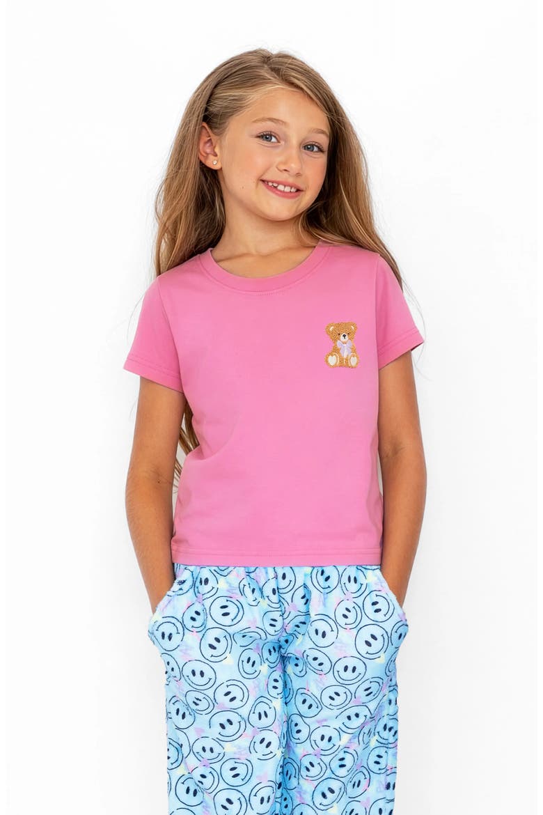 Teddy Embroidery Short Sleeve Tee, Alternate, color, Fuschia