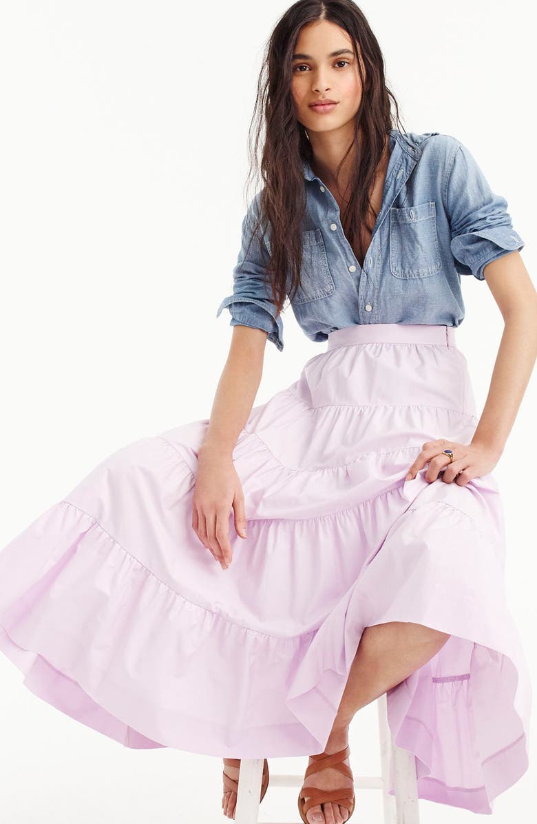 J.Crew French Creek Tired Cotton Poplin Midi, Alternate, color,