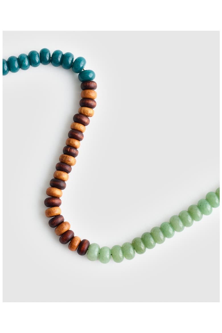 Wood & Semiprecious Stone Beaded Necklace, Alternate, color, ANTIQUE GOLD/ GREEN MULTI
