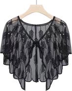 SAACHI Sequin Embellished Scalloped Cape