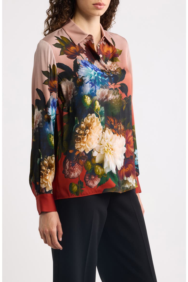 The Shae Print Silk Blend Shirt, Alternate, color, MYSTICAL FORREST