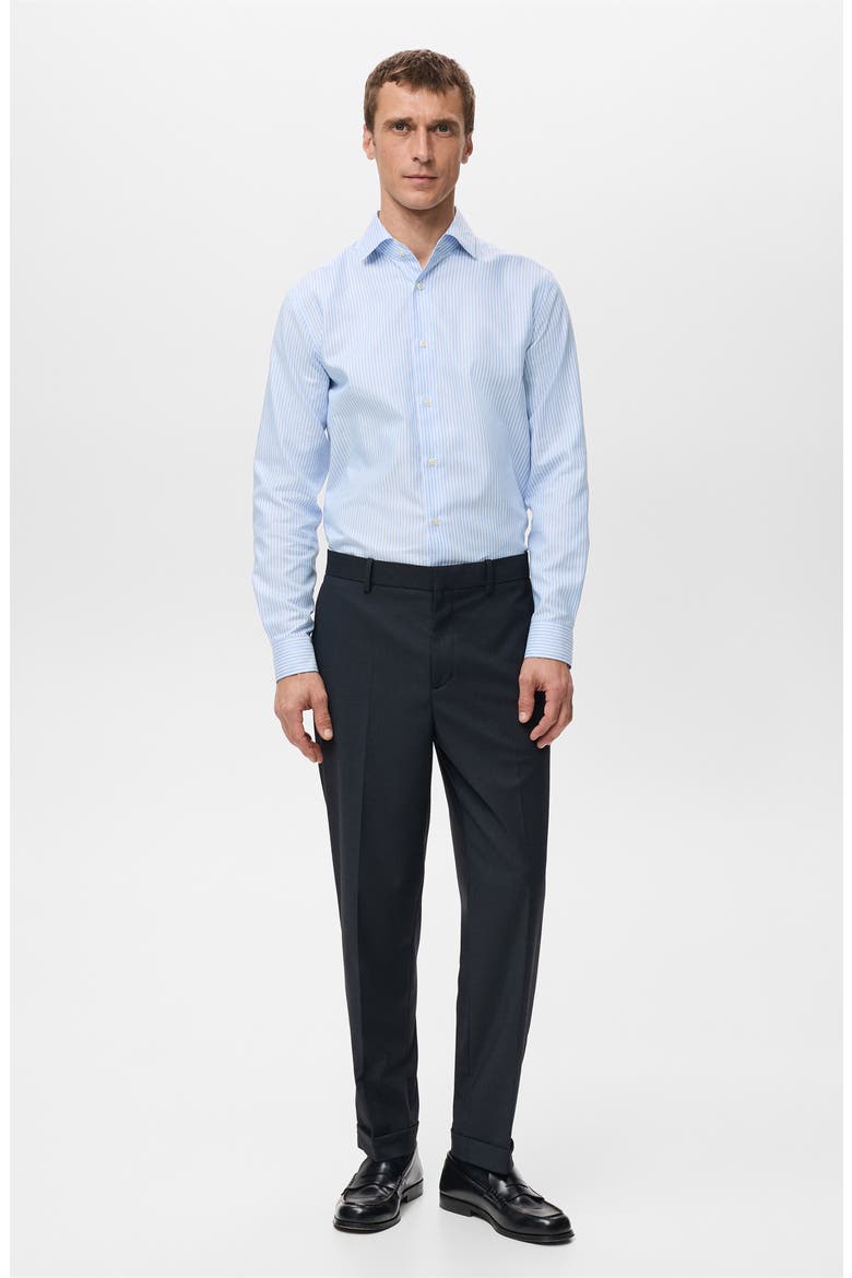 Slim Fit Stripe Cotton Button-Up Shirt, Alternate, color, BLUE