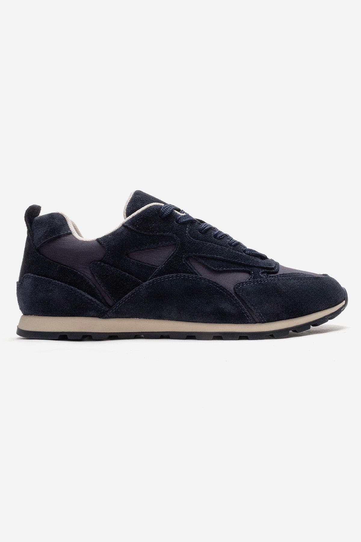 Sahra Leather Sneaker, Alternate, color, Navy Suede