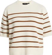 Theory Striped Cashmere Crop Sweater