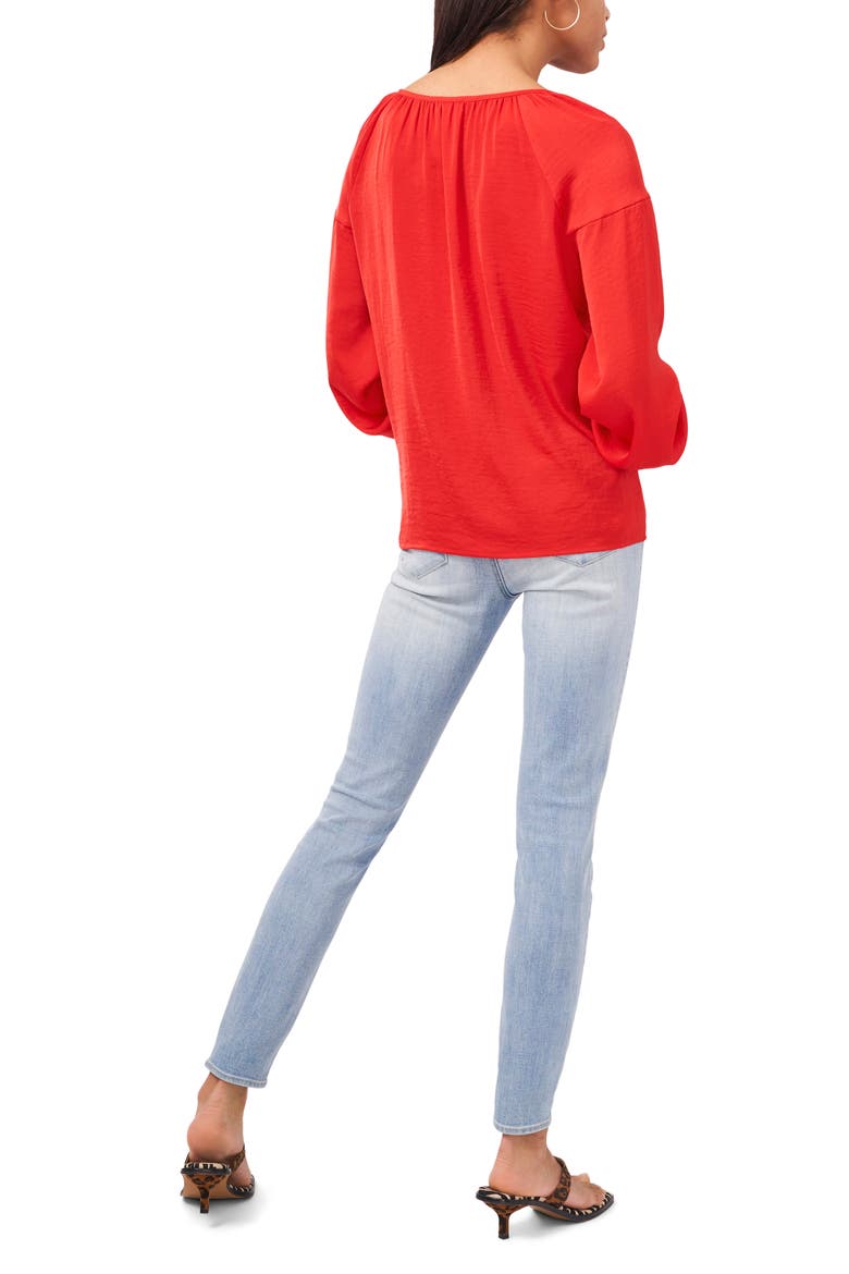Hammered Satin Blouse, Alternate, color, RED HOT