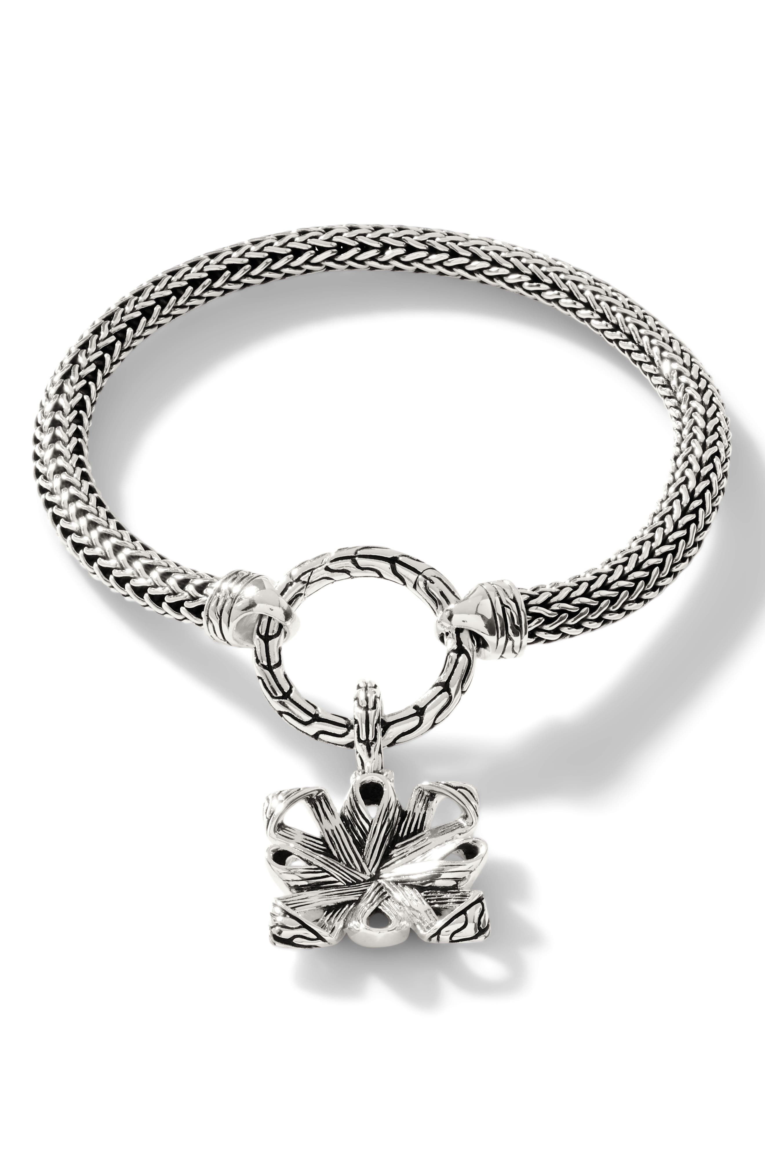 John Hardy Classic Chain Floral Pendant Rope Bracelet