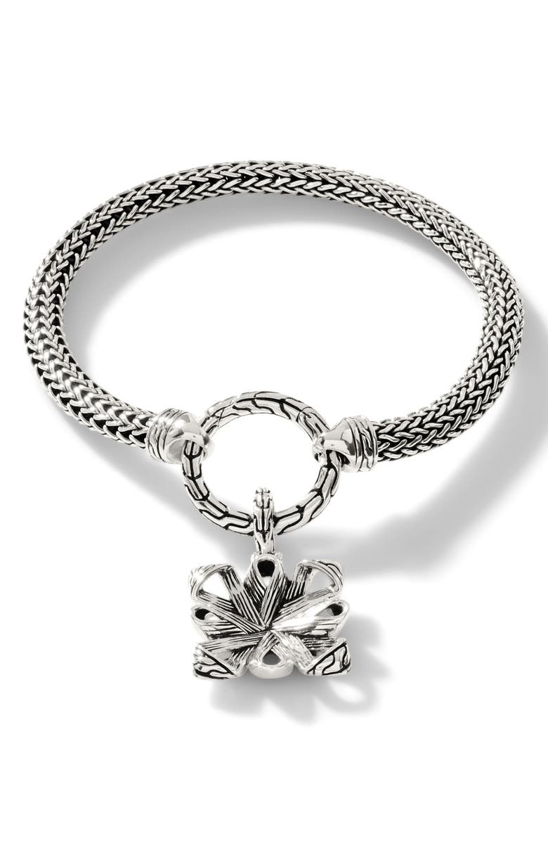 John Hardy Classic Chain Floral Pendant Rope Bracelet, Main, color, Silver