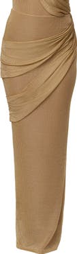 JLUXLABEL Opulent Metallic Maxi Skirt