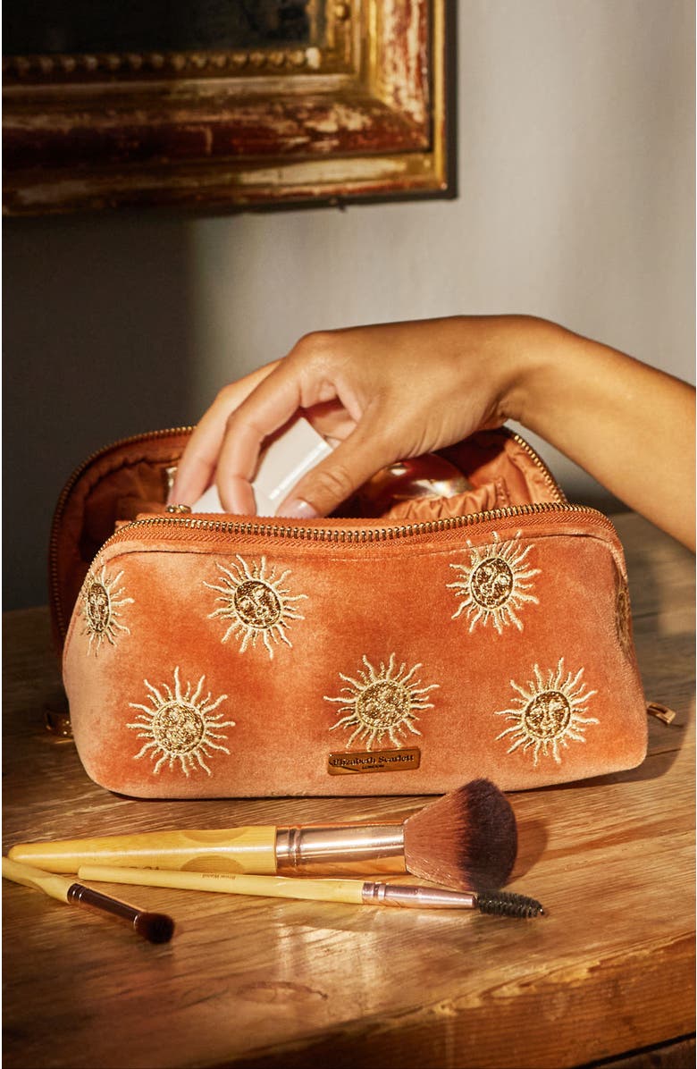 Elizabeth Scarlett Sun Goddess Velvet Open Flat Makeup Bag, Alternate, color, 