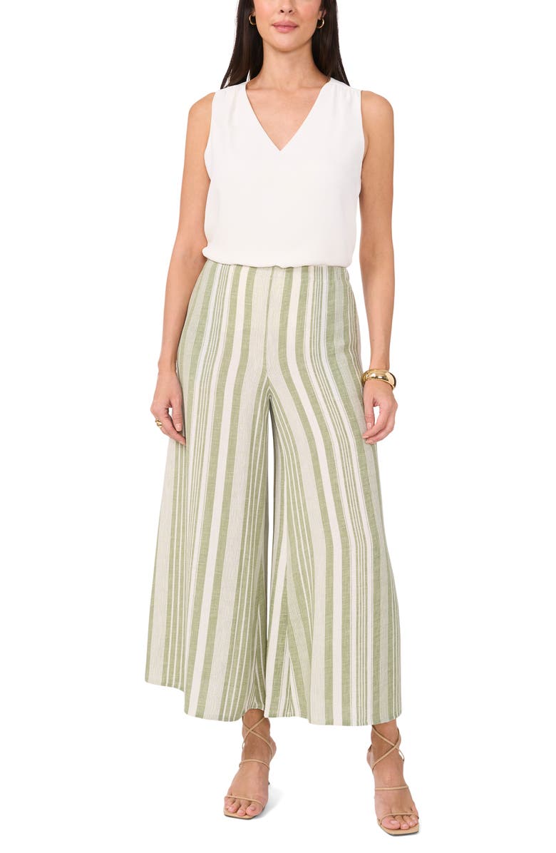 Vince Camuto Variegated Stripe Crop Wide Leg Pants, Alternate, color, Eucalyptus
