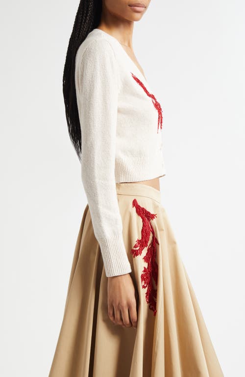 Cinq À Sept Nikko Beaded Crop Cardigan In White