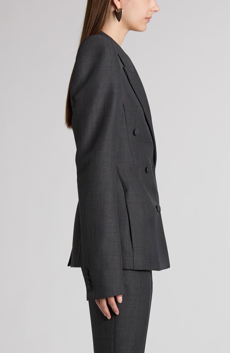 McQueen Glen Plaid Stacked Shoulder Wool & Mohair Blazer, Alternate, color, Black - Dark Grey