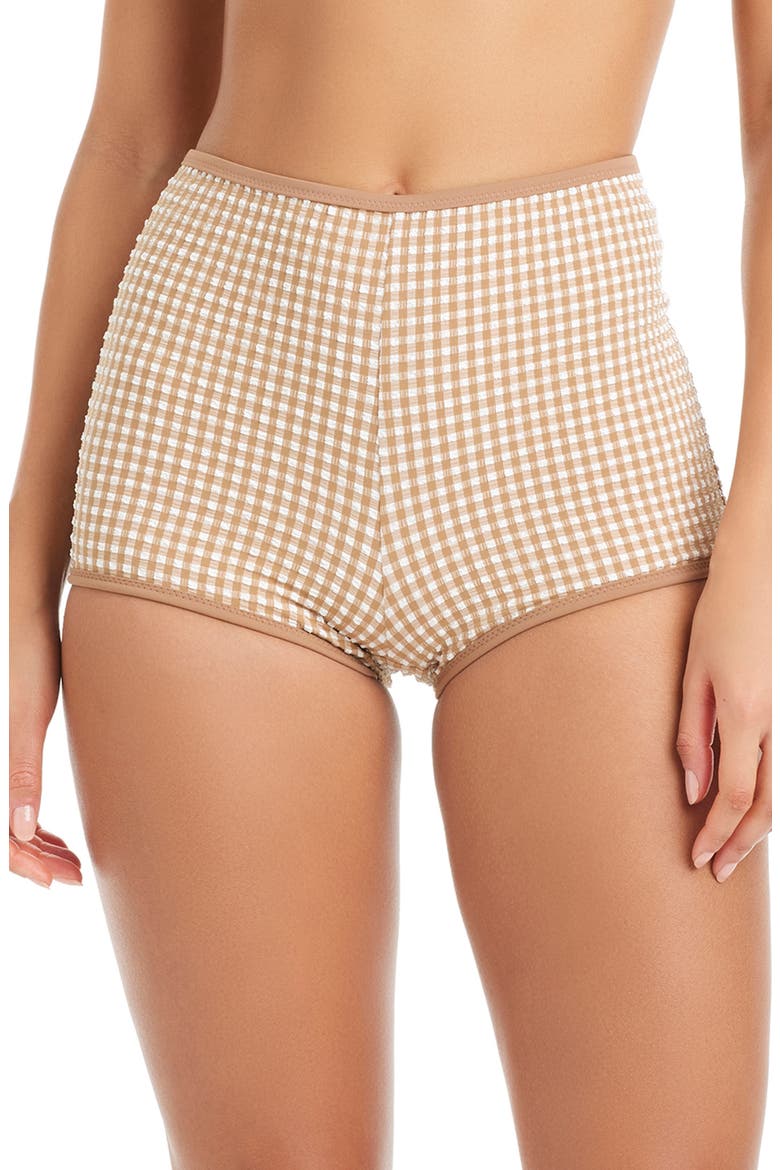 Print High Waist Swim Boyshorts, Main, color, TOASTED COCONUT