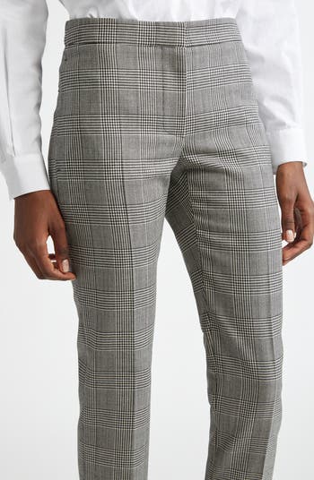 McQueen Prince of Wales Plaid Ankle Wool Cigarette Pants