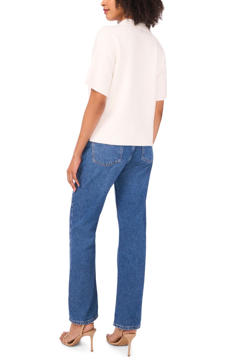 1.STATE Short Sleeve Johnny Collar Sweater, Alternate, color, Antique White