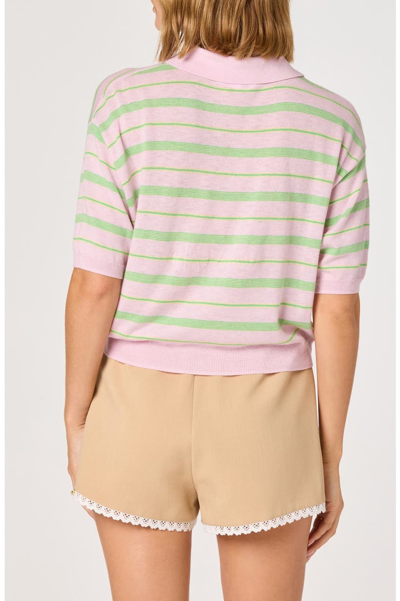 Scottie Stripe Knit Polo, Alternate, color, PINK STRIPE