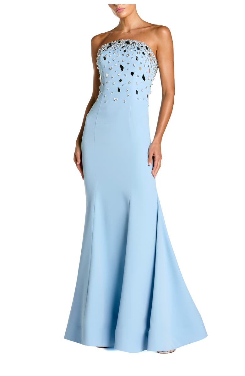 Mac Duggal Strapless Embellished Crepe Mermaid Gown, Main, color, Powder Blue