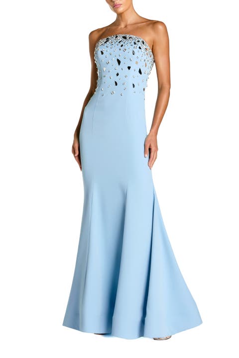 Strapless Embellished Crepe Mermaid Gown