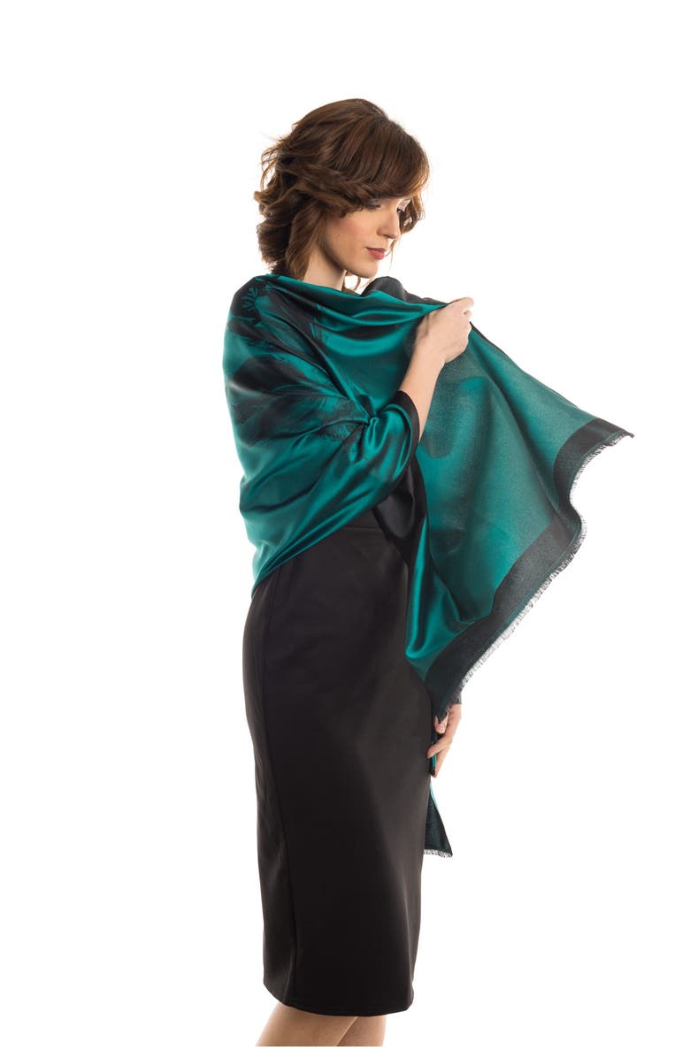 Elizabetta Fortuna - Silk Scarf/Shawl for Women, Alternate, color, Emerald Green