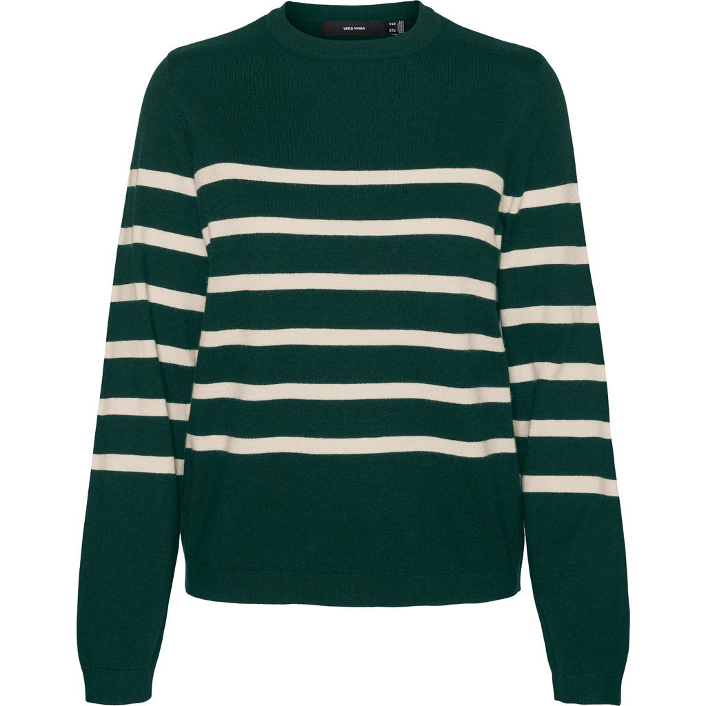 Vero Moda Saba Stripe Sweater In Green