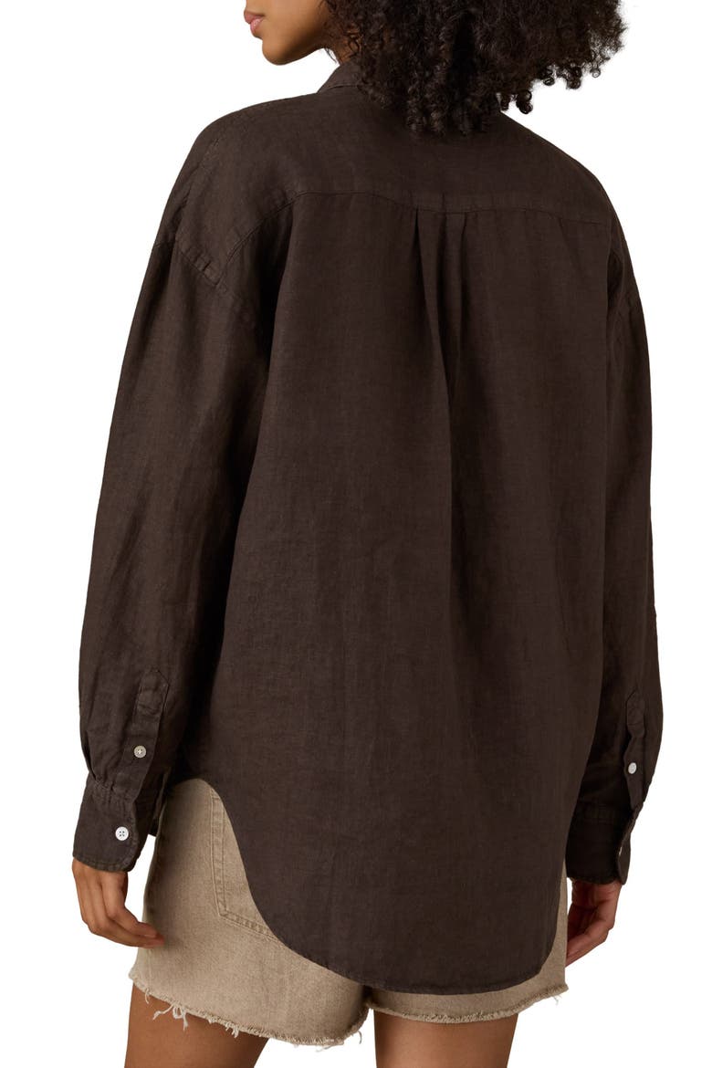 Laguna Linen Button-Up Shirt, Alternate, color, DEMITASSE