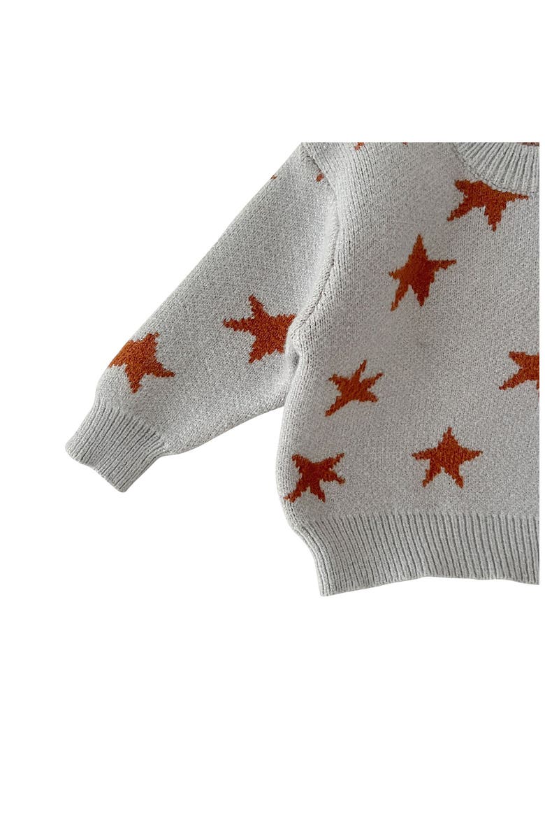 Zuri Star Pattern Crewneck Sweater & Pants Set, Alternate, color, GRAY