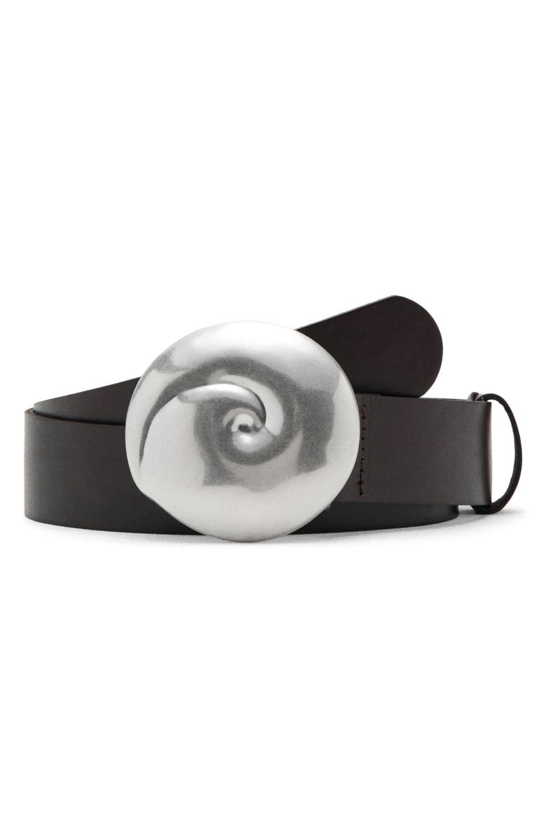 MANGO Shell Buckle Leather Belt, Main, color, 