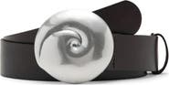 MANGO Shell Buckle Leather Belt